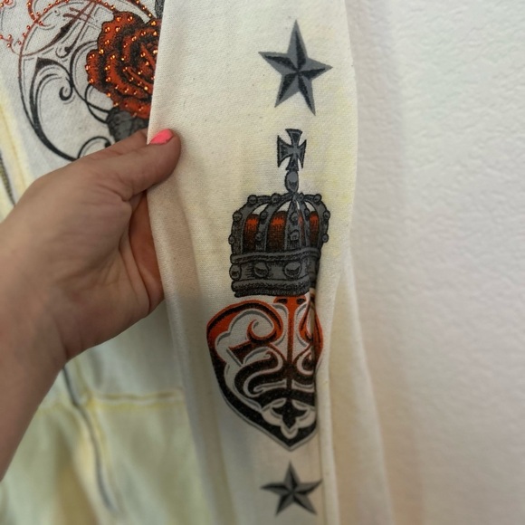 Sinful Y2K, ombre, yellow, and white zip up hoodie size large - Picture 8 of 13